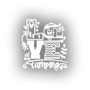 Love Kamp Karavan Sticker 17x17 Cm Beyaz