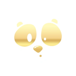 Panda Surat Sticker 17x17 Cm Gold