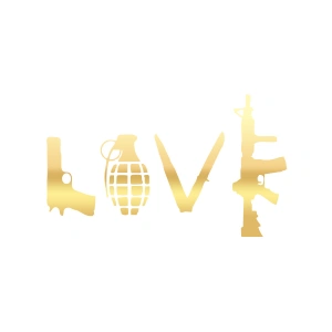 Love Silahlar Sticker 17x17 Cm Gold