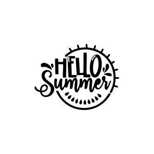 Hello Summer Sticker 17x17 Cm Siyah