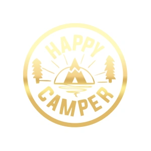 Happy Camper Sticker 17x17 Cm Gold