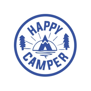 Happy Camper Sticker 17x17 Cm Mavi