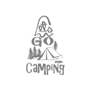 Lets Go Camping Sticker 17x17 Cm Gri