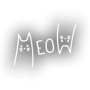 Meow Kedi Sticker 17x17 Cm Beyaz