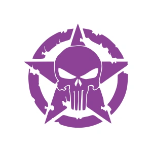Yıldız Punisher Kurukafa Sticker 17x17 Cm Mor