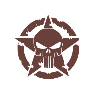 Yıldız Punisher Kurukafa Sticker 17x17 Cm Kahverengi