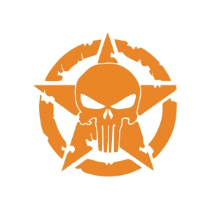 Yıldız Punisher Kurukafa Sticker 17x17 Cm Turuncu