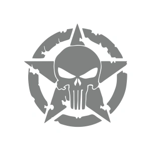 Yıldız Punisher Kurukafa Sticker 17x17 Cm Gri