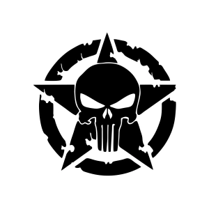 Yıldız Punisher Kurukafa Sticker 17x17 Cm Siyah