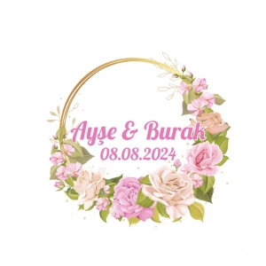 Kış Meyveli Yapraklı Çelenk Etiketi Kına Nişan Düğün 3x3 cm özel etiket / 50 adet sticker