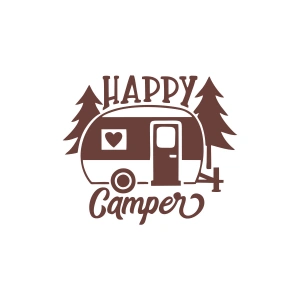 Happy Camper Sticker 17x17 Cm Kahverengi