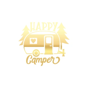 Happy Camper Sticker 17x17 Cm Gold