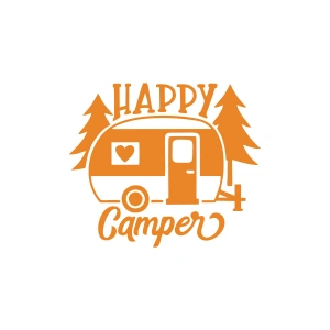 Happy Camper Sticker 17x17 Cm Turuncu