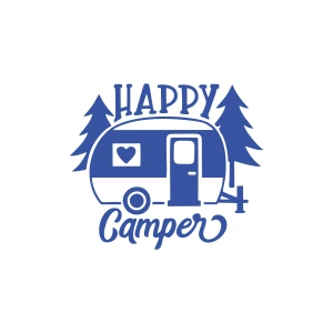Happy Camper Sticker 17x17 Cm Mavi