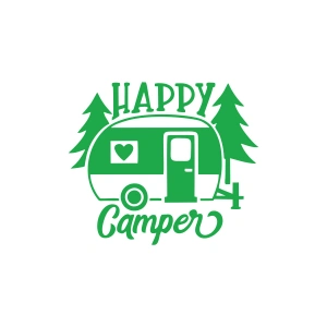 Happy Camper Sticker 17x17 Cm Yeşil