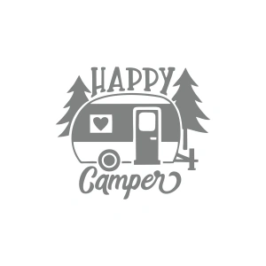 Happy Camper Sticker 17x17 Cm Gri