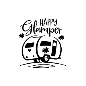 Happy Camper Sticker 17x17 Cm Siyah