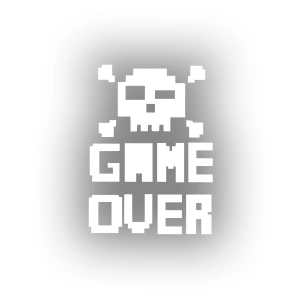 Game Over Sticker 17x17 Cm Beyaz