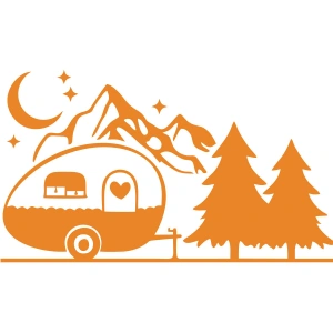 Karavan Dağlar Sticker 17x17 Cm Turuncu