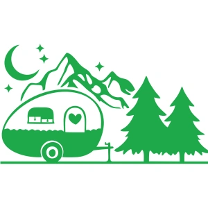 Karavan Dağlar Sticker 17x17 Cm Yeşil