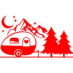 Karavan Dağlar Sticker 17x17 Cm Kırmızı