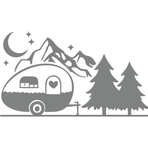 Karavan Dağlar Sticker 17x17 Cm Gri