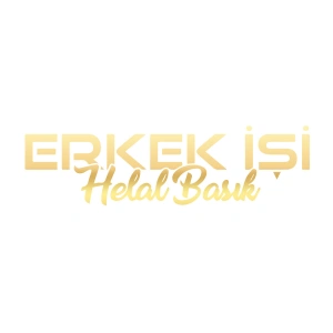 Erkek İşi Helal Basık Sticker 17x17 Cm Gold