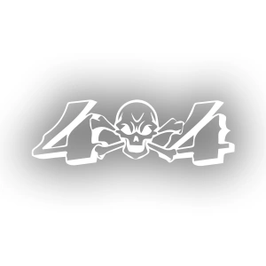 4x4 Kurukafa Sticker 17x17 Cm Beyaz