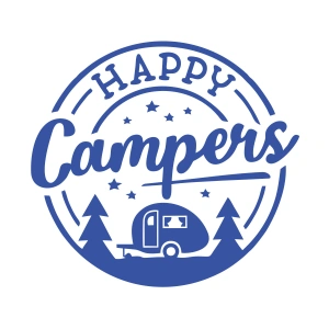 Happy Campers Sticker 17x17 Cm Mavi