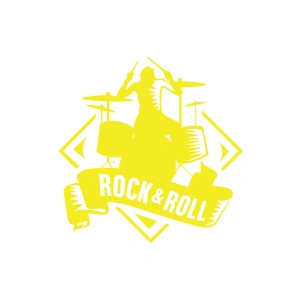 Rok & Roll Sticker 17x17 Cm Sarı
