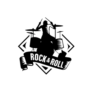 Rok & Roll Sticker 17x17 Cm Siyah