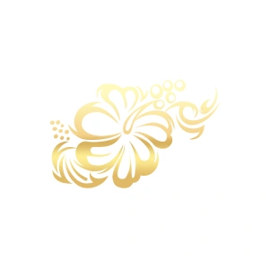 Hibiskus Çiçeği Sticker 17x17 Cm Gold