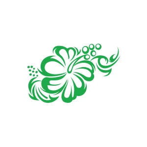 Hibiskus Çiçeği Sticker 17x17 Cm Yeşil