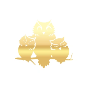 Sevimli Baykuşlar Sticker 17x17 Cm Gold