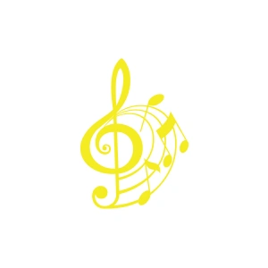 Müzik ve Nota Sticker 17x17 Cm Sarı