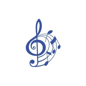 Müzik ve Nota Sticker 17x17 Cm Mavi