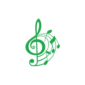 Müzik ve Nota Sticker 17x17 Cm Yeşil