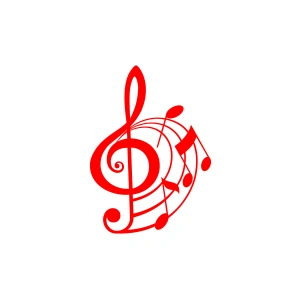 Müzik ve Nota Sticker 17x17 Cm Kırmızı