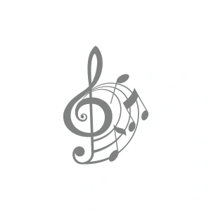 Müzik ve Nota Sticker 17x17 Cm Gri