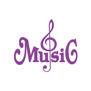 Müzik ve Nota Sticker 17x17 Cm Mor