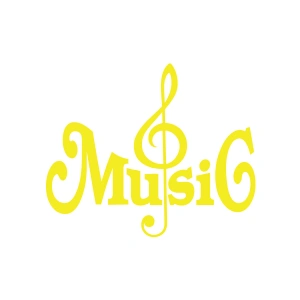 Müzik ve Nota Sticker 17x17 Cm Sarı
