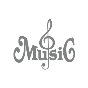 Müzik ve Nota Sticker 17x17 Cm Gri