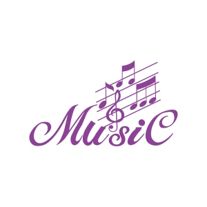 Müzik ve Nota Sticker 17x17 Cm Mor