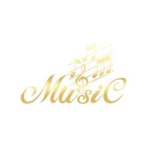 Müzik ve Nota Sticker 17x17 Cm Gold