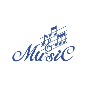 Müzik ve Nota Sticker 17x17 Cm Mavi