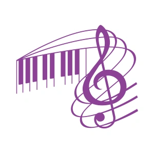 Müzik ve Nota Sticker 17x17 Cm Mor