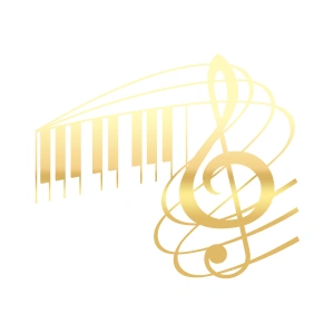 Müzik ve Nota Sticker 17x17 Cm Gold