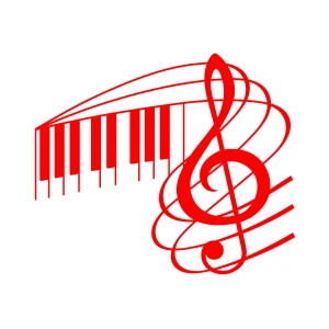 Müzik ve Nota Sticker 17x17 Cm Kırmızı