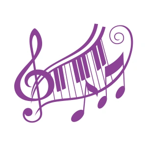 Müzik ve Nota Sticker 17x17 Cm Mor