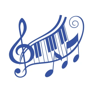 Müzik ve Nota Sticker 17x17 Cm Mavi